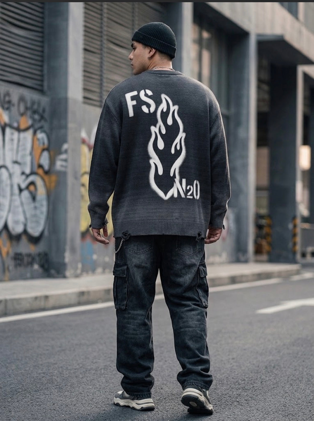 FALLENSTAR Sun Fade Distressed Ripped Crewneck sweater