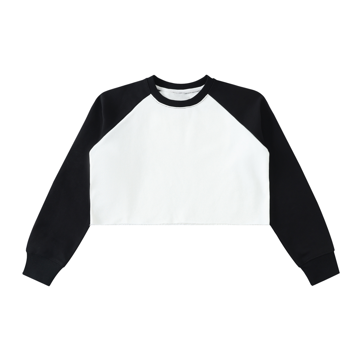Raw-Hem Color-Block Raglan Crop Sweatshirt