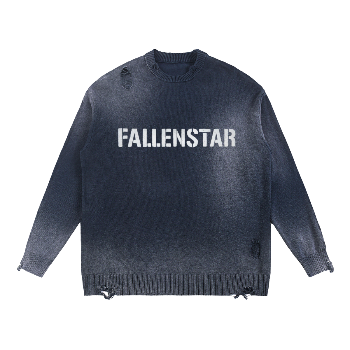FALLENSTAR Sun Fade Distressed Ripped Crewneck sweater