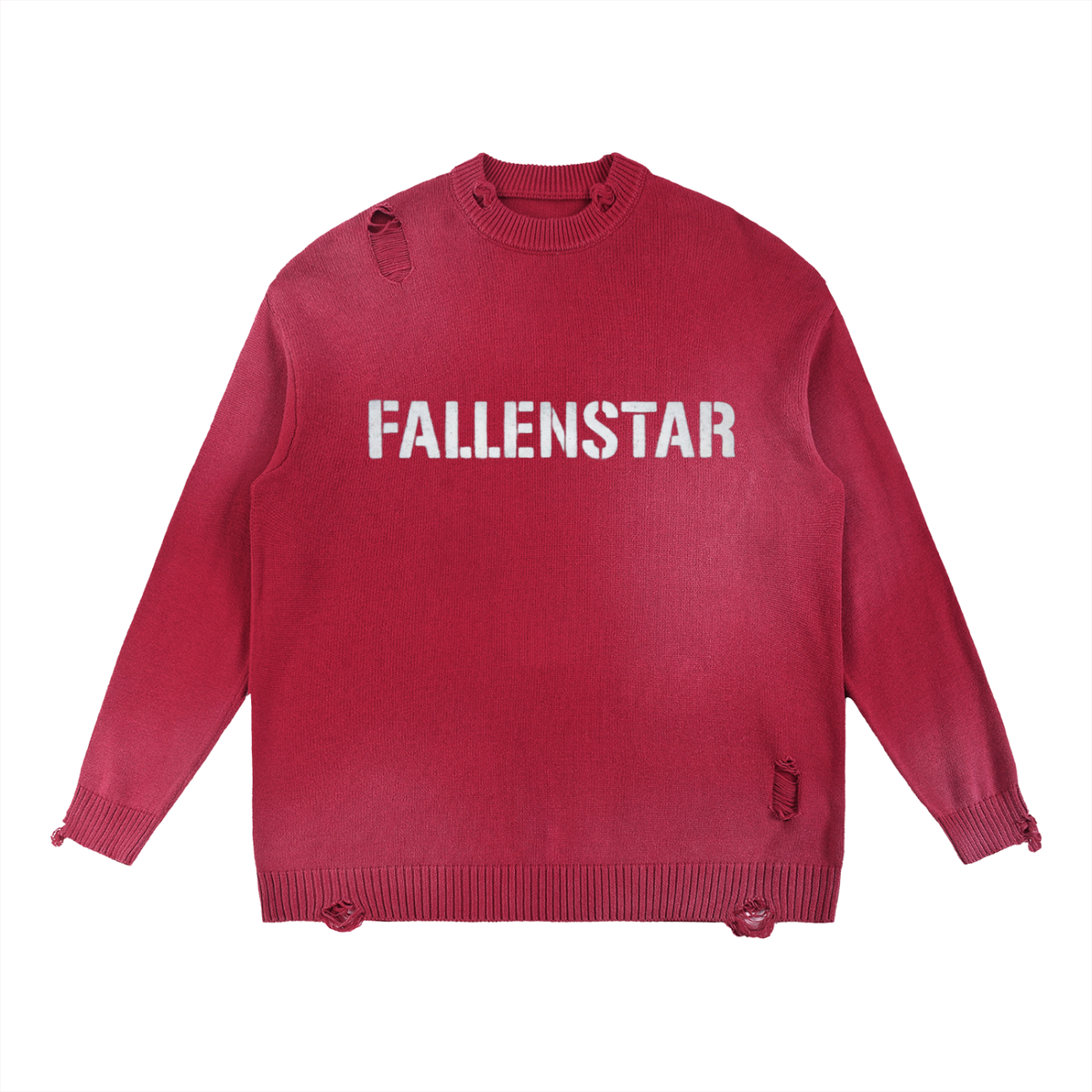 FALLENSTAR Sun Fade Distressed Ripped Crewneck sweater
