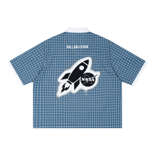 fallenstar Unisex Boxy Plaid Color Block Polo Shirt