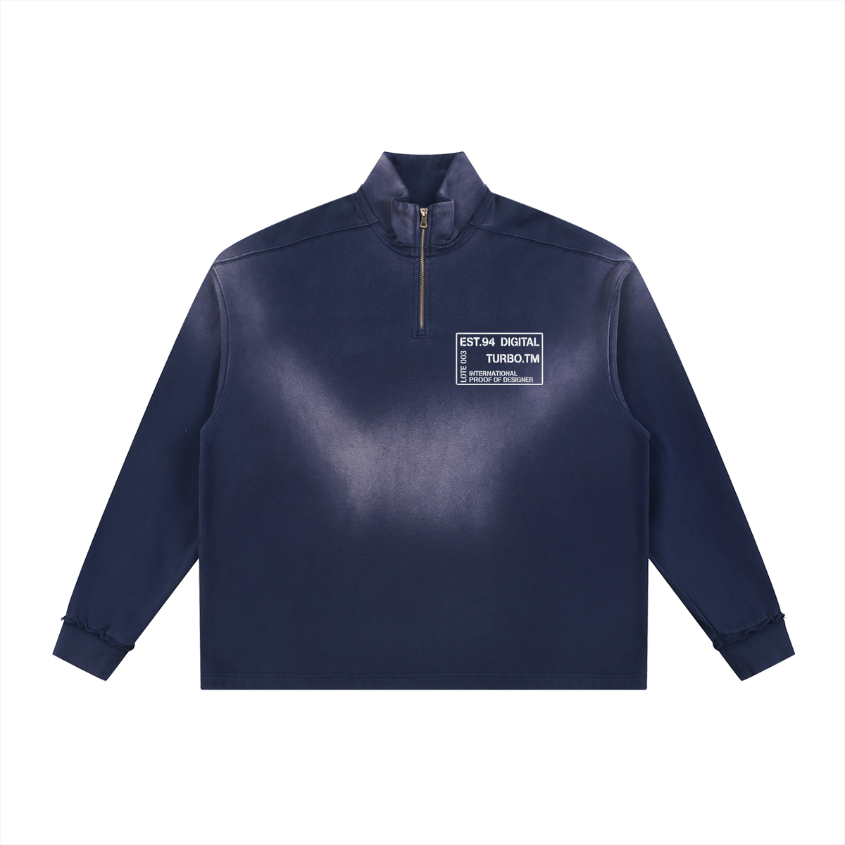 Sun Fade Raw Edge Quarter-Zip Sweatshirt