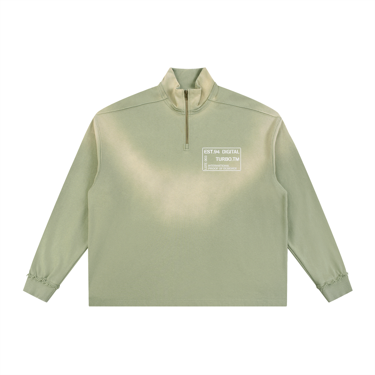 Sun Fade Raw Edge Quarter-Zip Sweatshirt