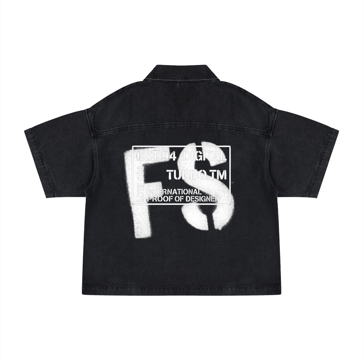 Unisex Vintage Wash Boxy Quarter-Zip Denim Shirt