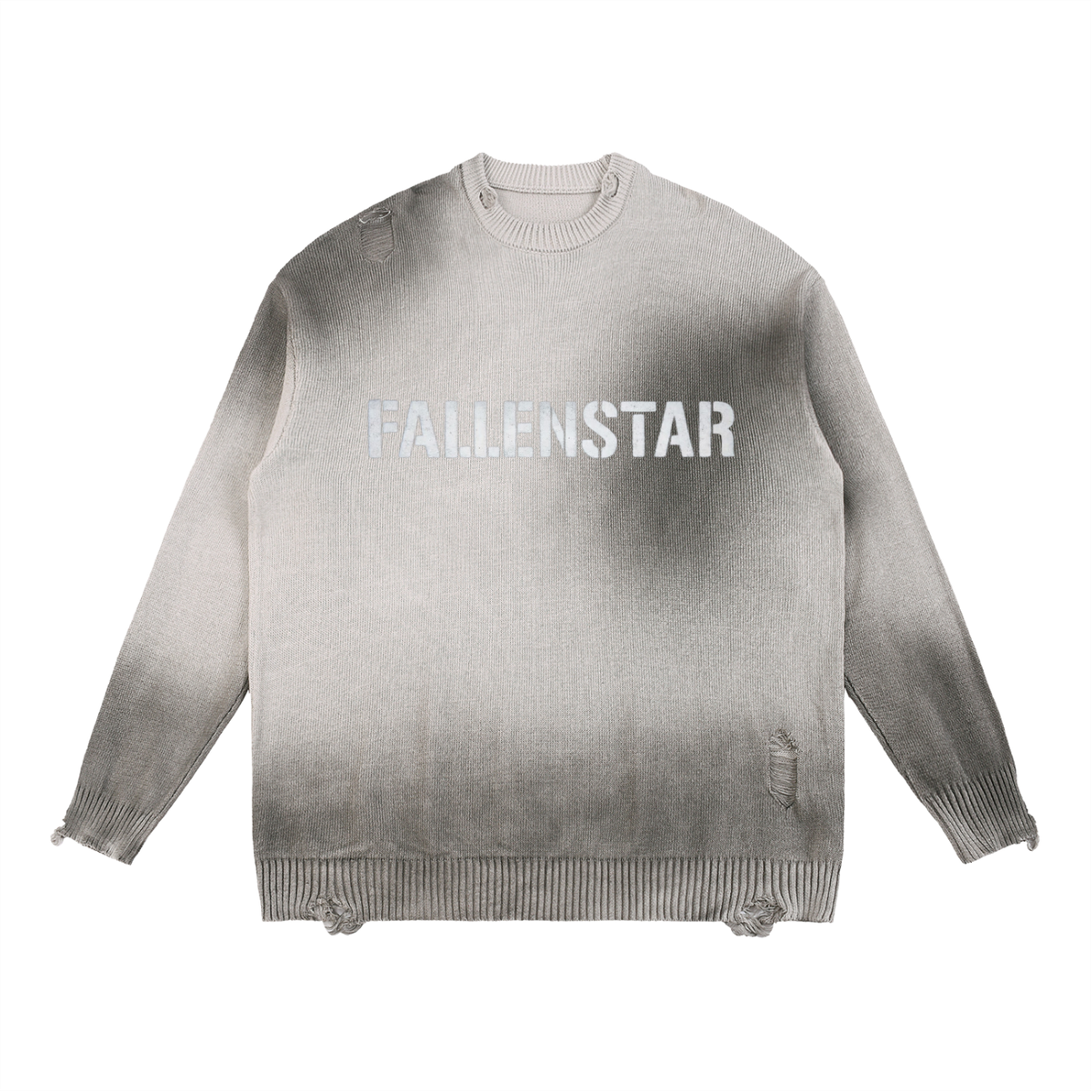 FALLENSTAR Sun Fade Distressed Ripped Crewneck sweater