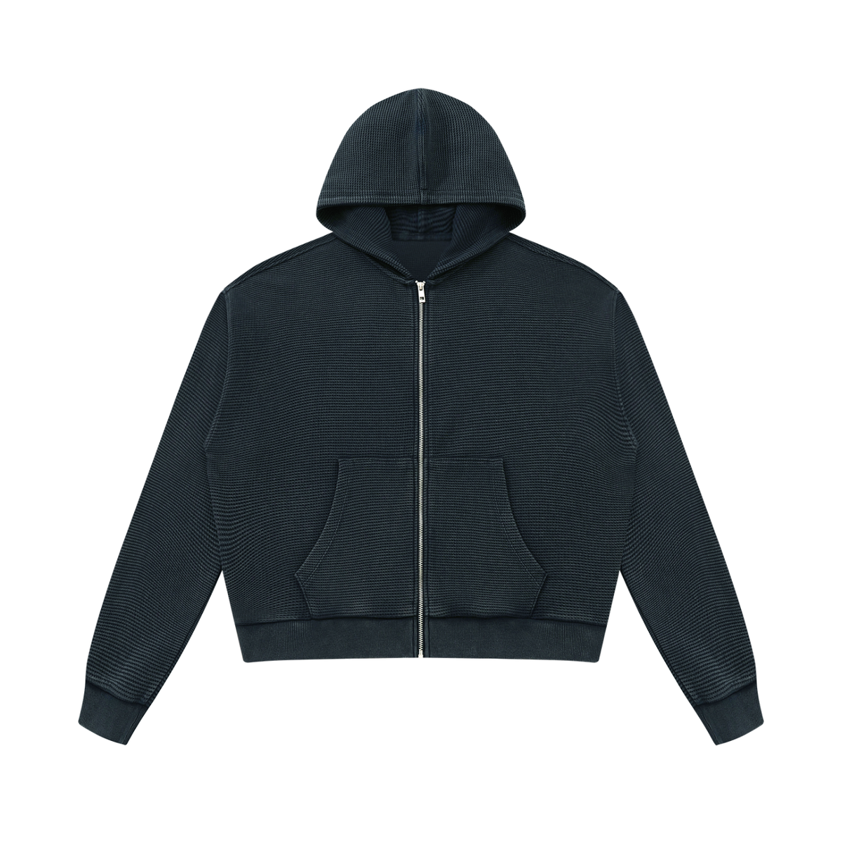 Unisex Mineral Wash Boxy Waffle Hoodie