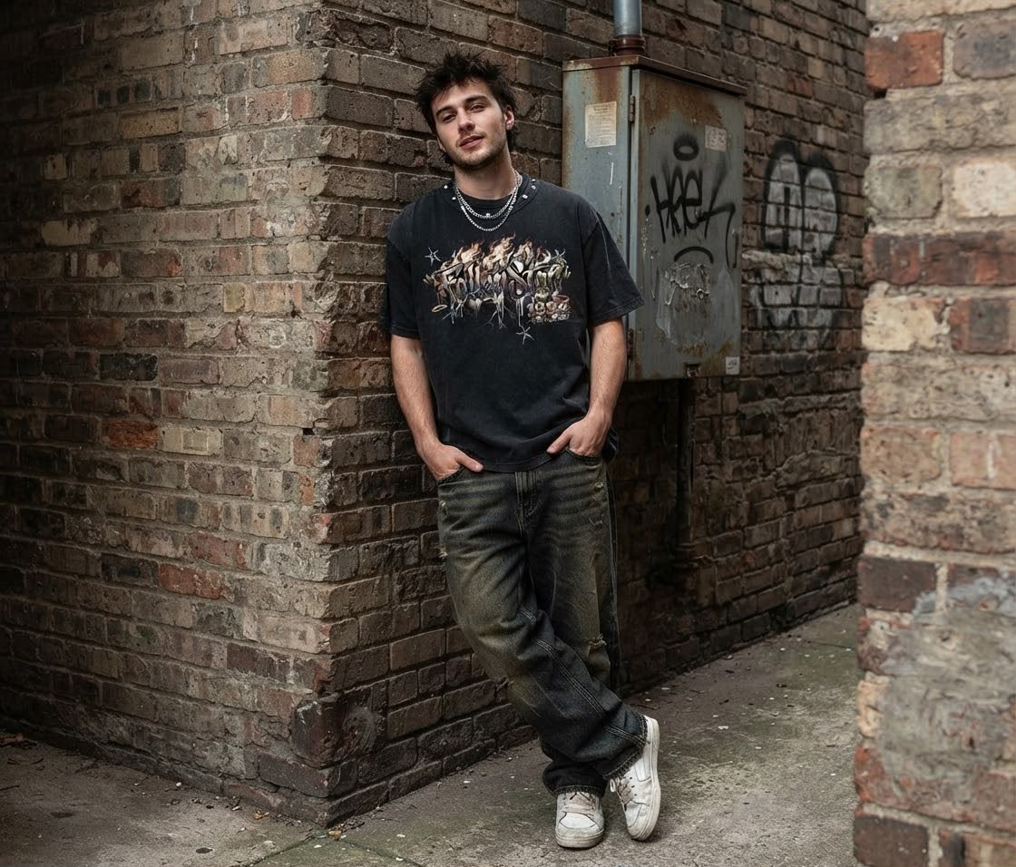 fallenstar Unisex Washed Boxy Studded T-Shirt