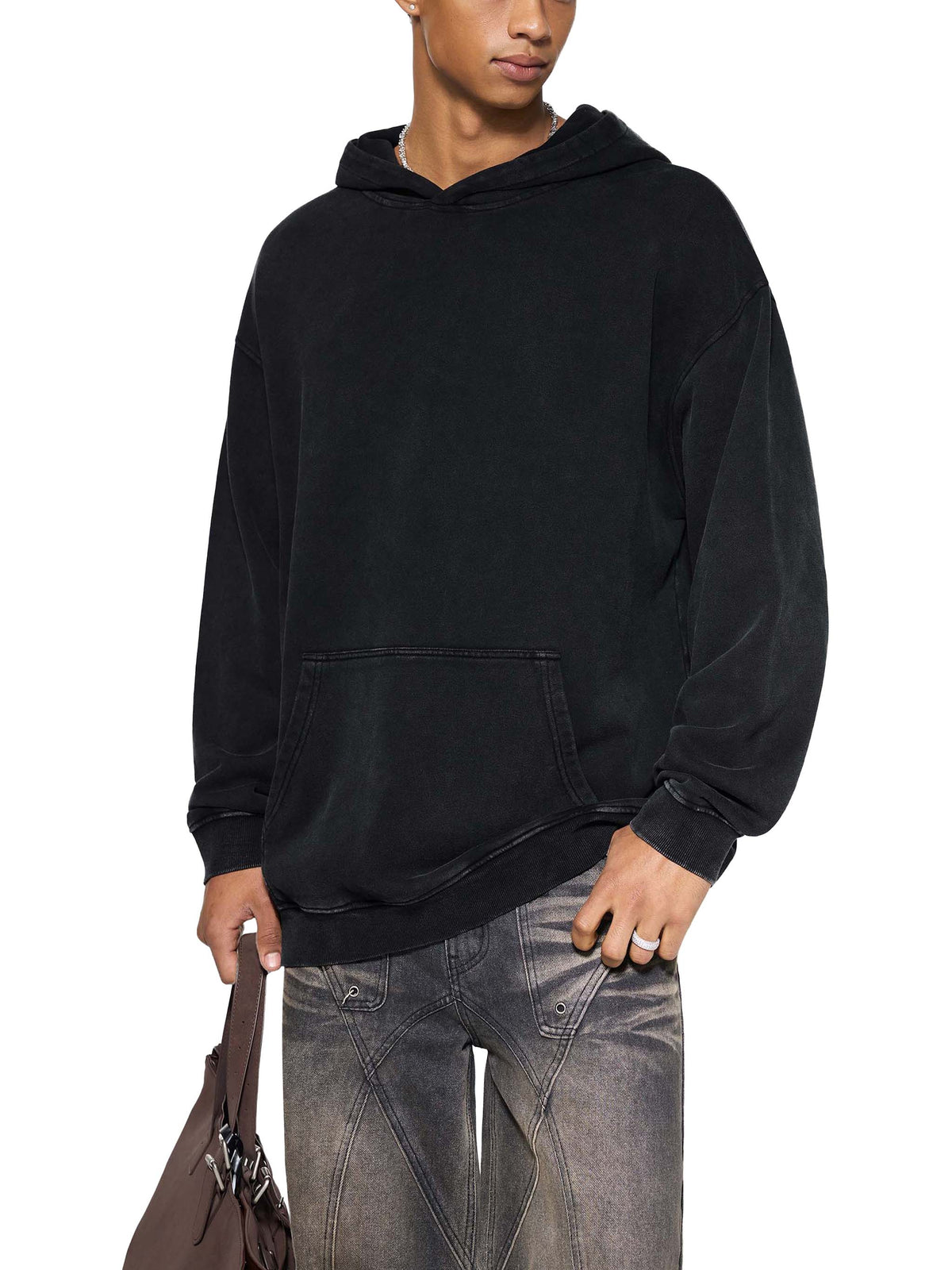Snow Washed Loose Cotton Hoodie