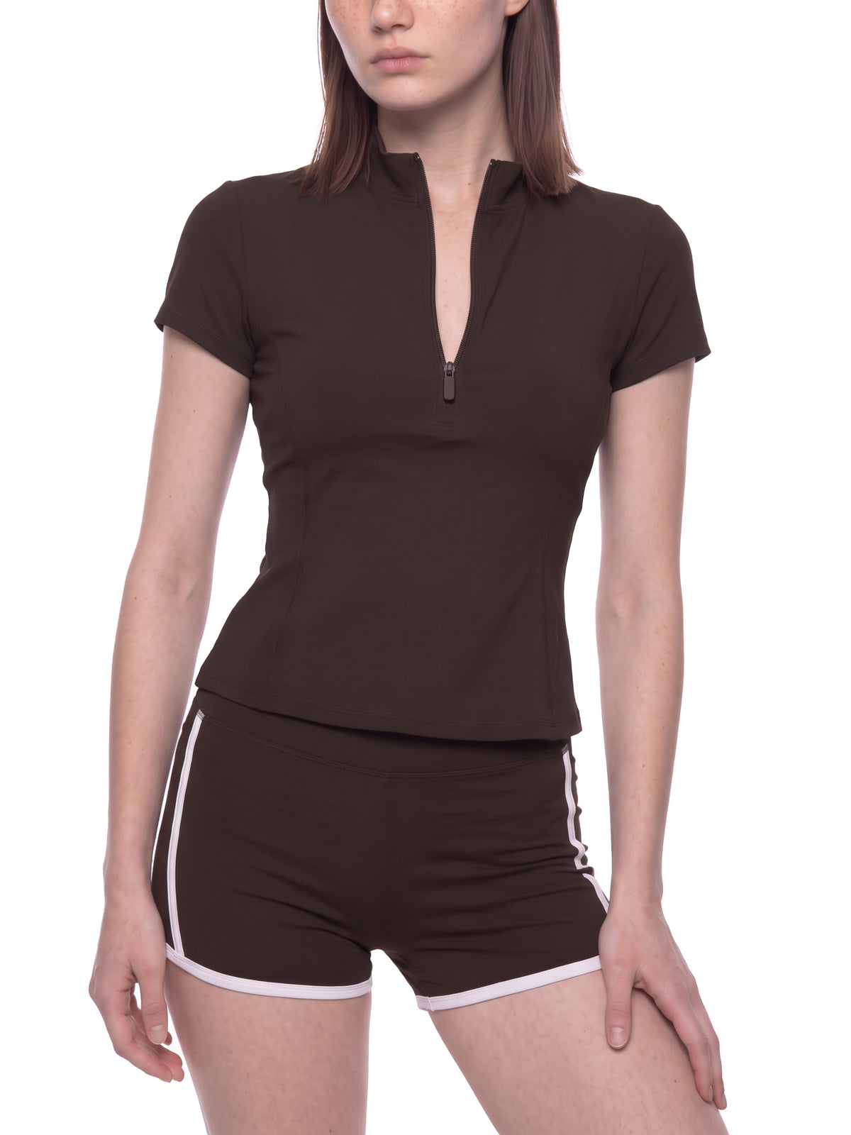 Women's Yoga Quarter-Zip Mock Neck T-Shirt
