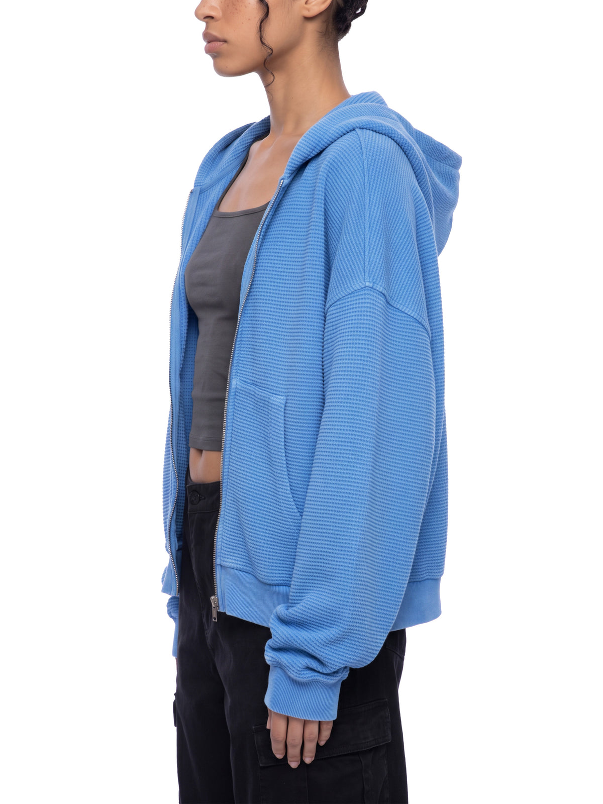 Unisex Mineral Wash Boxy Waffle Hoodie