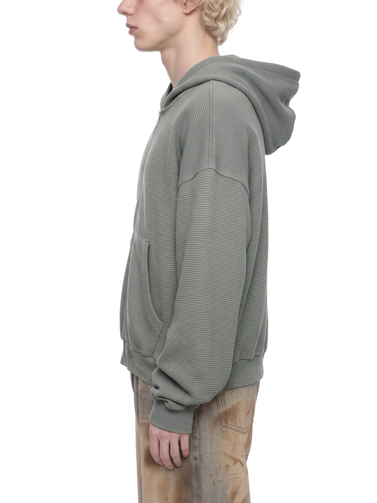 Unisex Mineral Wash Boxy Waffle Hoodie