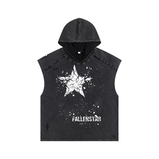 Snow Washed Boxy Hooded Tank Top