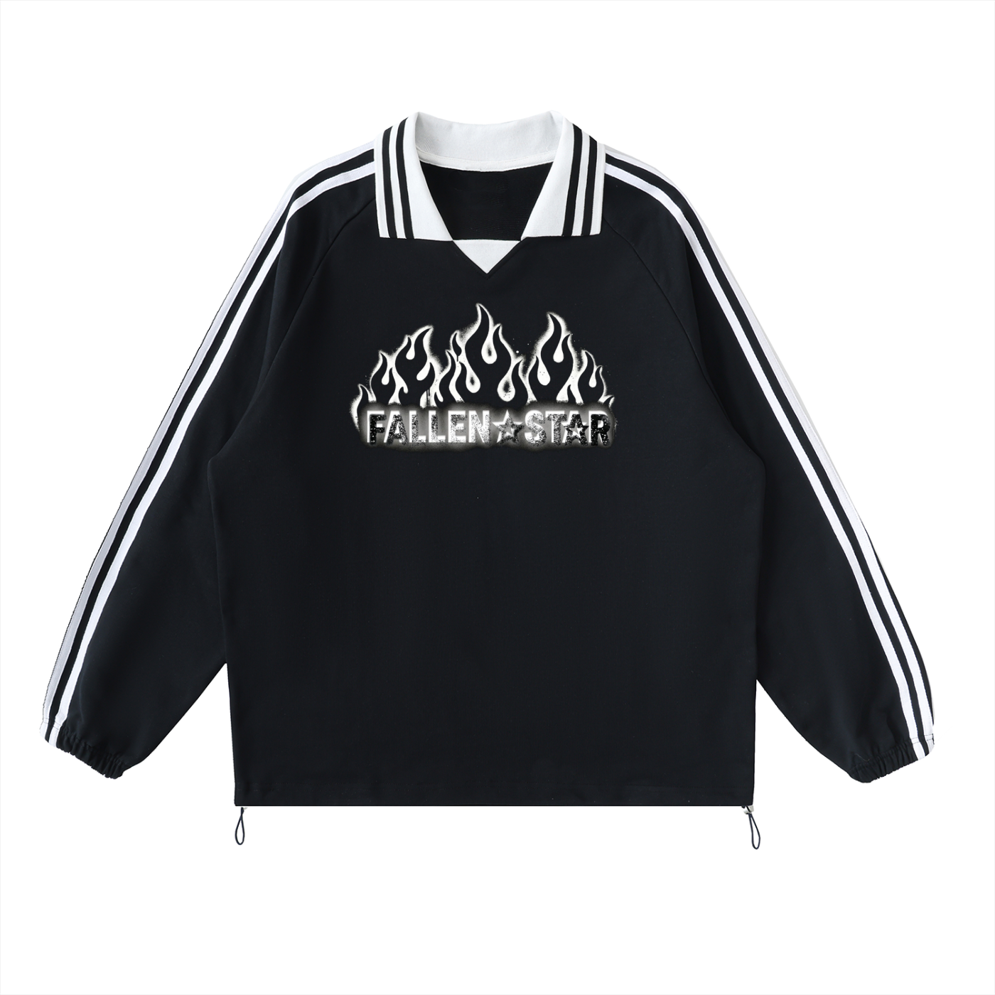 fallenstar Contrast Striped Lapel Collar Sweatshirt