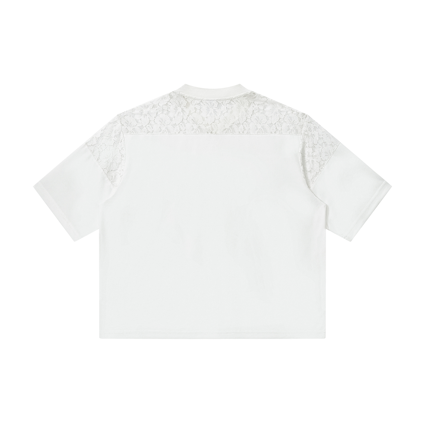 Unisex Lace Paneling V-Neck T-Shirt