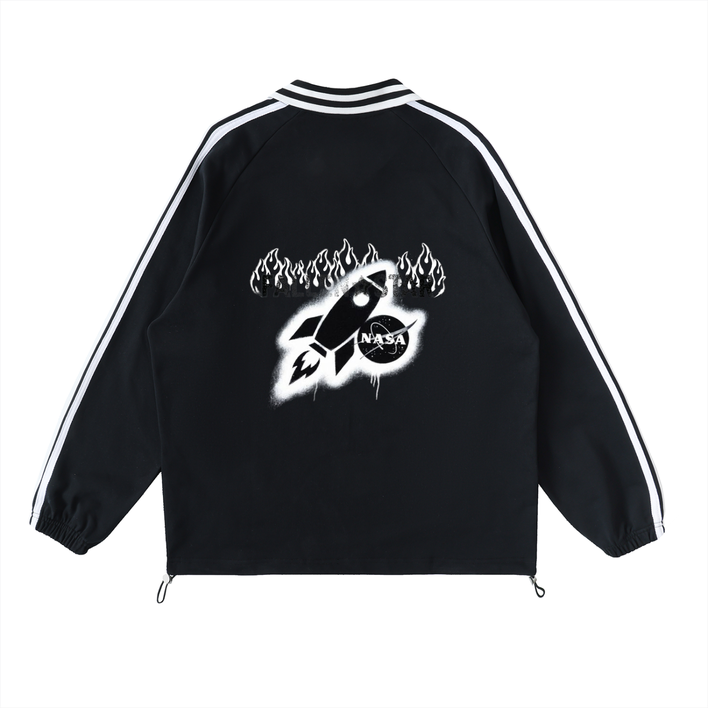 fallenstar Contrast Striped Lapel Collar Sweatshirt