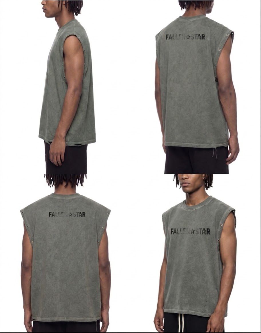 fallenstar Distressed Grommet Eyelet Tank Top