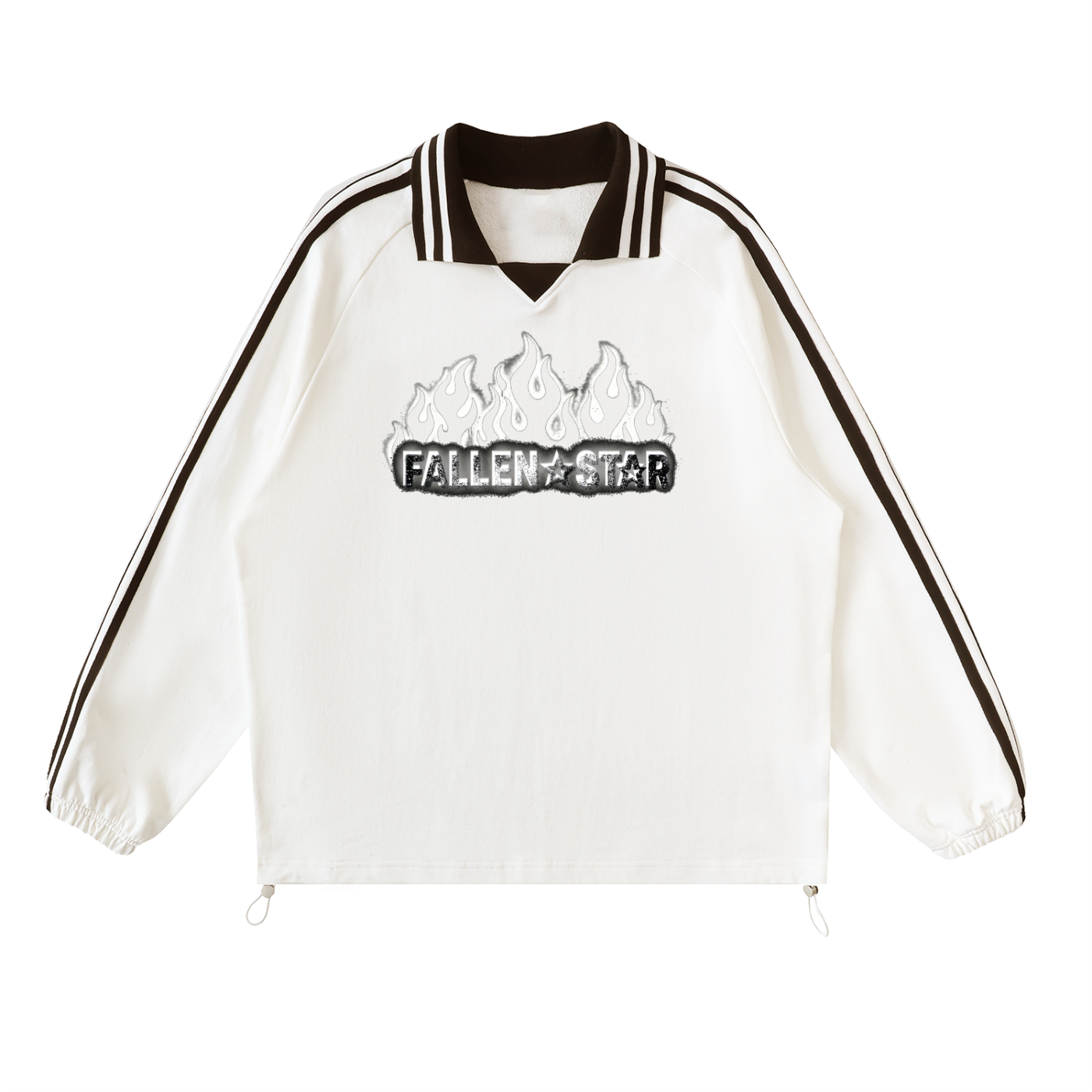 fallenstar Contrast Striped Lapel Collar Sweatshirt