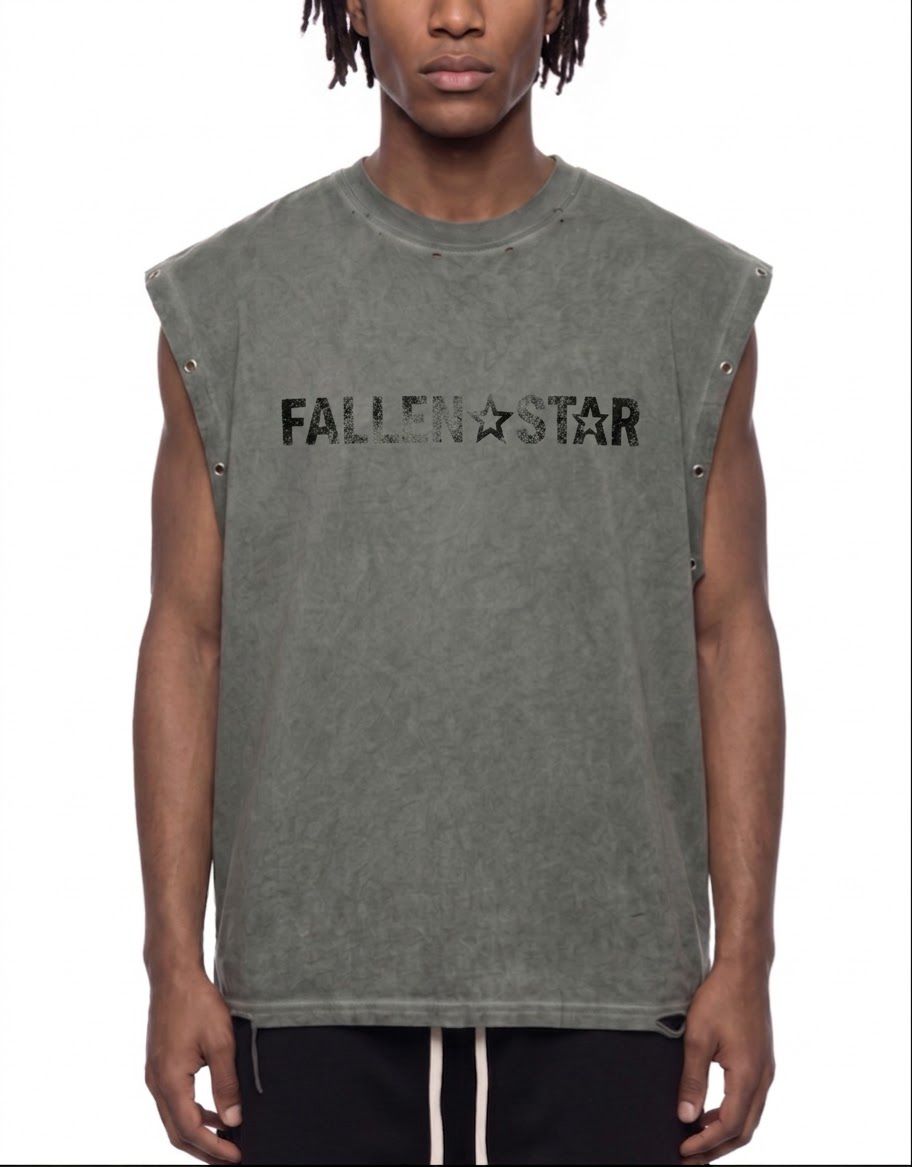 fallenstar Distressed Grommet Eyelet Tank Top