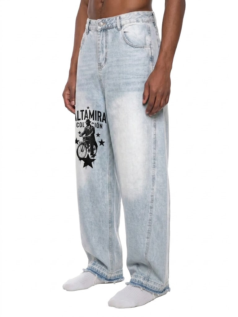 Men's Vintage Wash Sunfade Barrel Leg Jeans