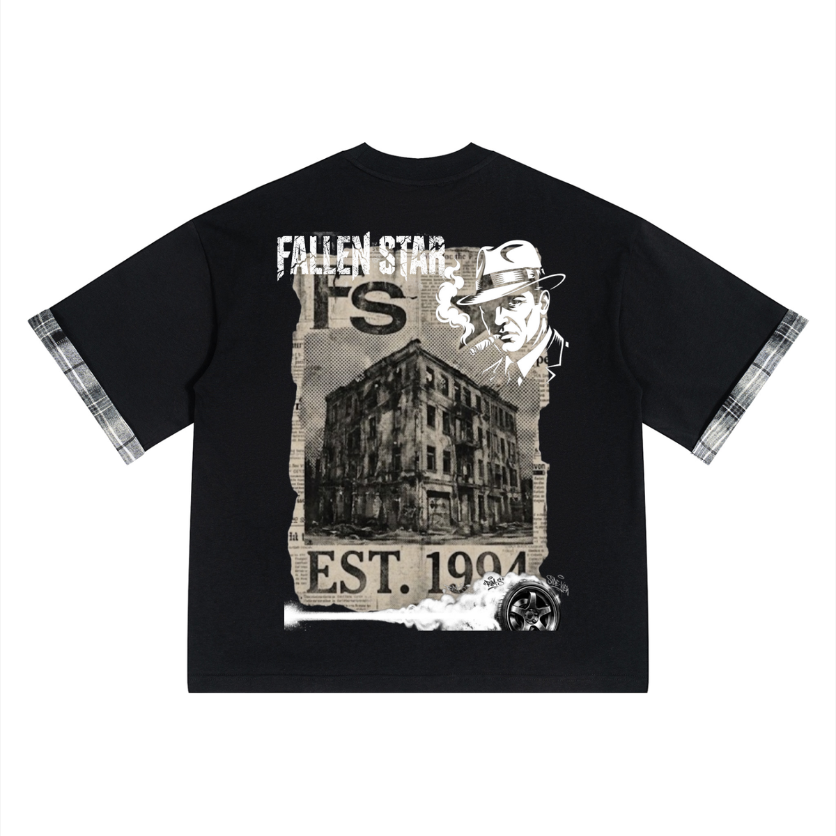 fallenstar Unisex Plaid Paneled T-Shirt