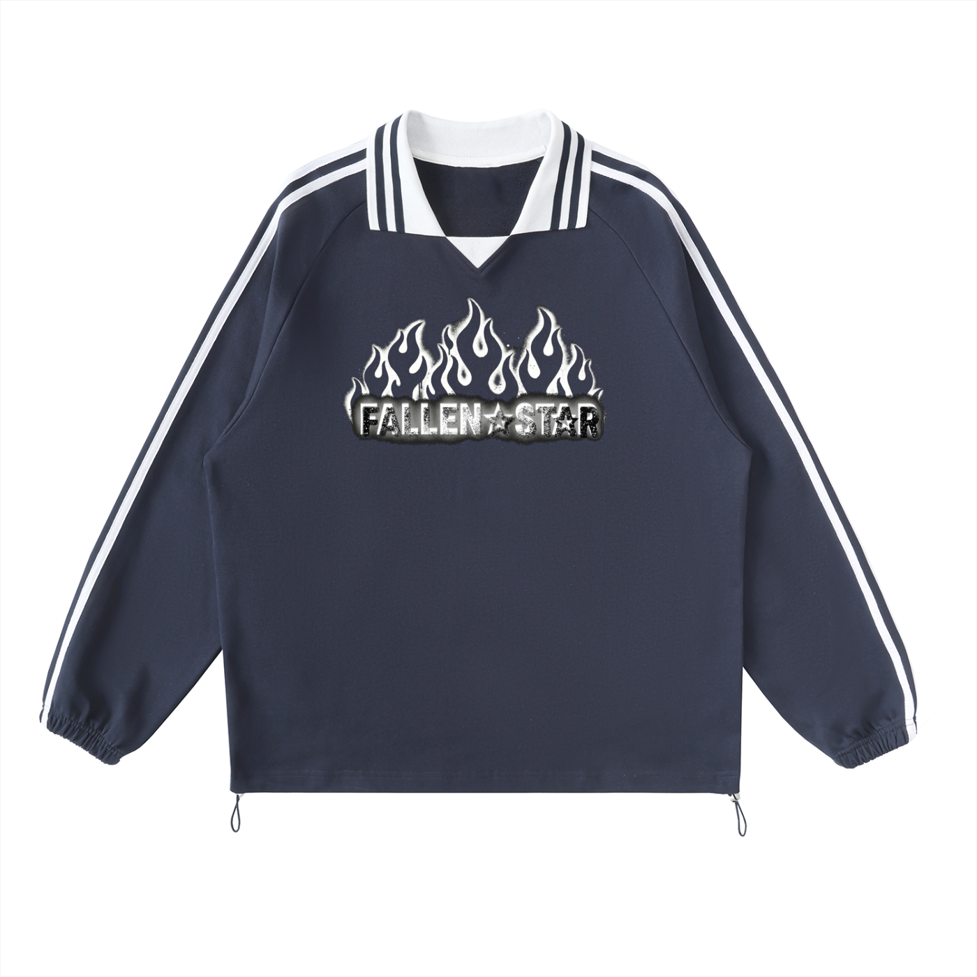 fallenstar Contrast Striped Lapel Collar Sweatshirt