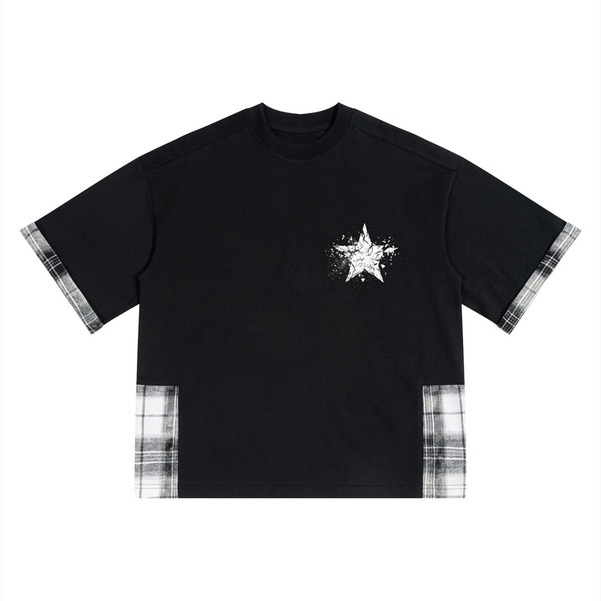 fallenstar Unisex Plaid Paneled T-Shirt