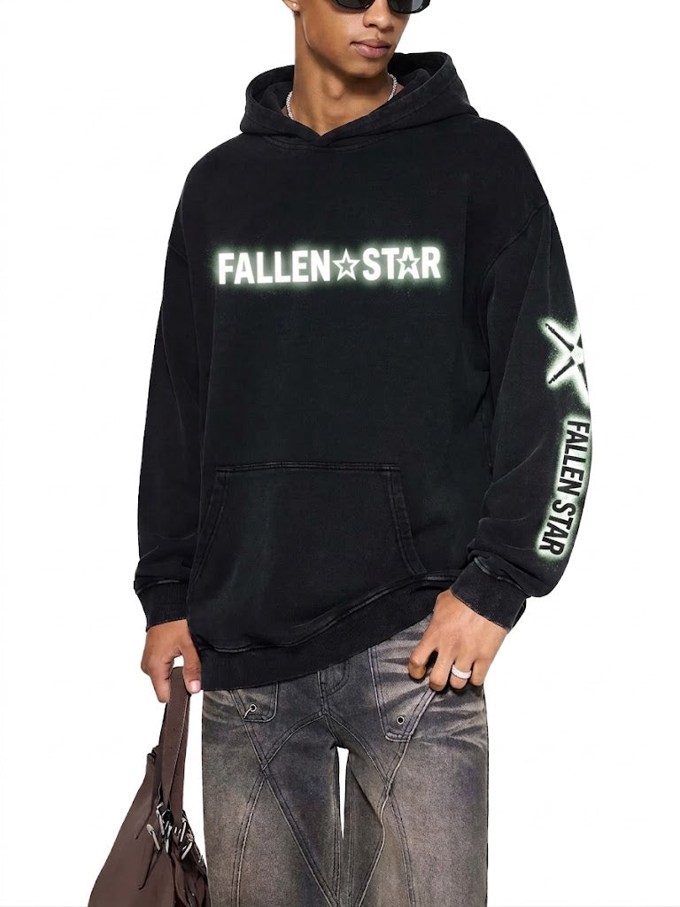 fallenstar Snow Washed Loose Cotton Hoodie