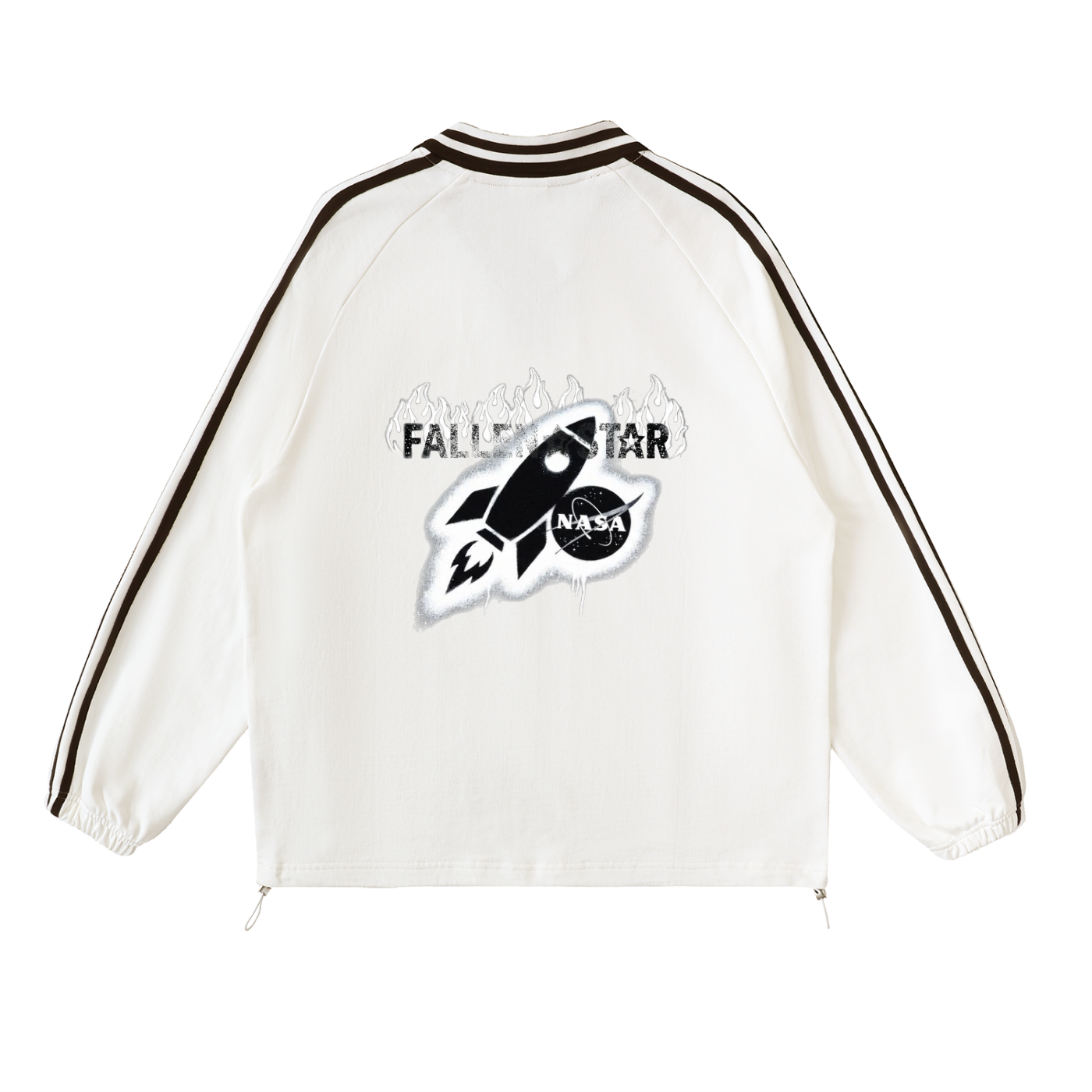 fallenstar Contrast Striped Lapel Collar Sweatshirt