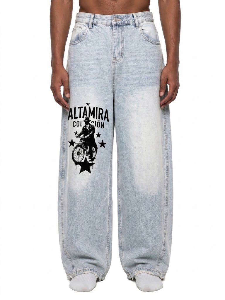 Men's Vintage Wash Sunfade Barrel Leg Jeans