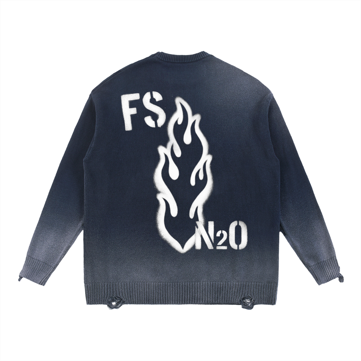 FALLENSTAR Sun Fade Distressed Ripped Crewneck sweater