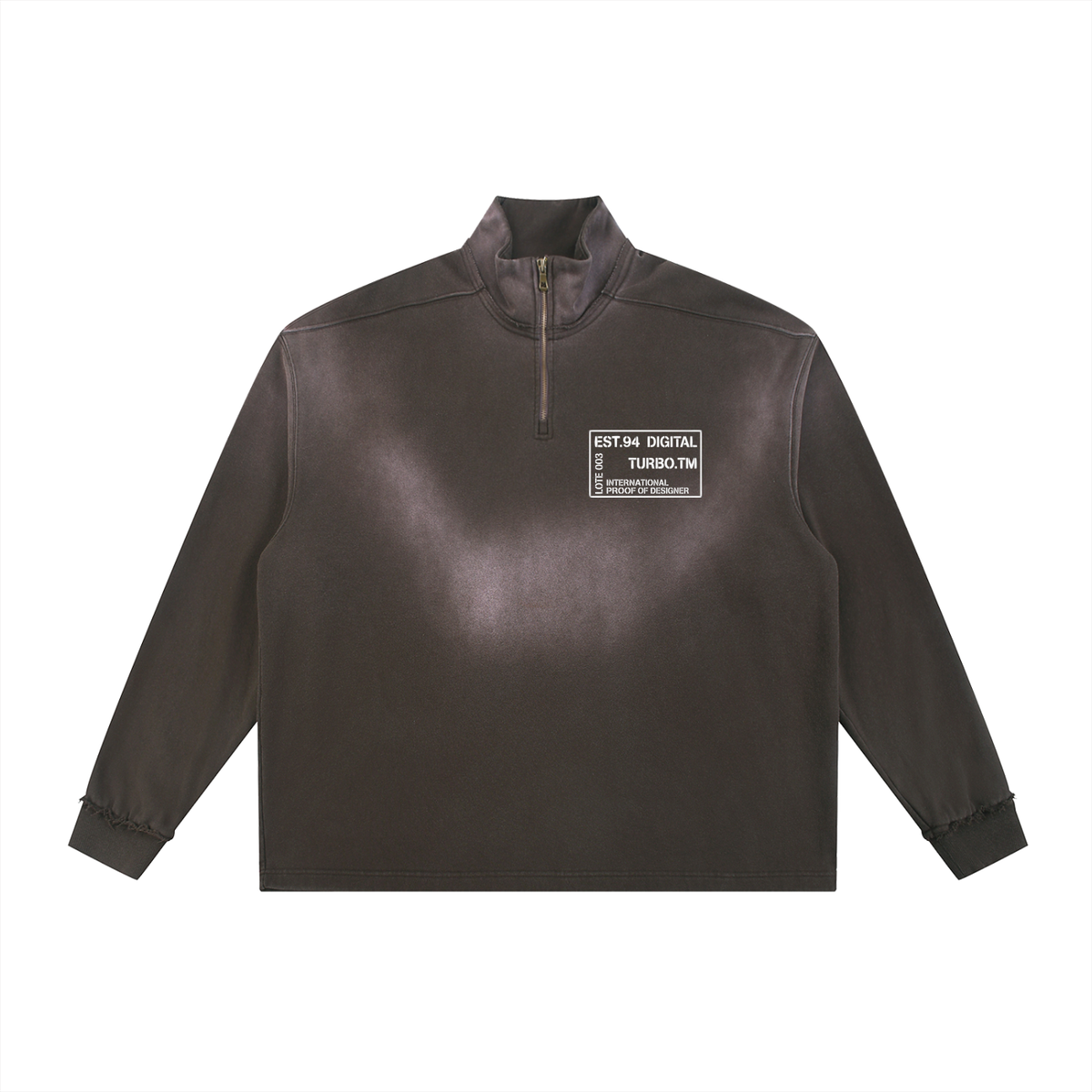 Sun Fade Raw Edge Quarter-Zip Sweatshirt