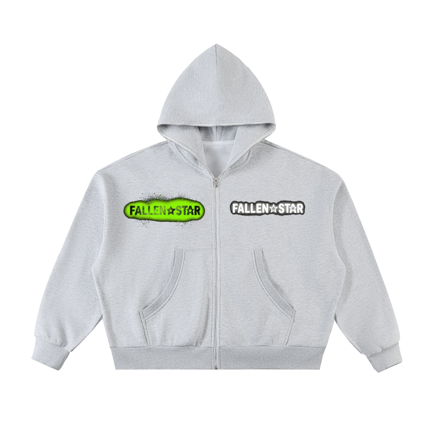 fallenstar Fleeced Full-Zip Boxy Hoodie