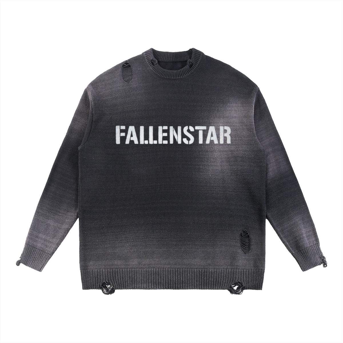 FALLENSTAR Sun Fade Distressed Ripped Crewneck sweater