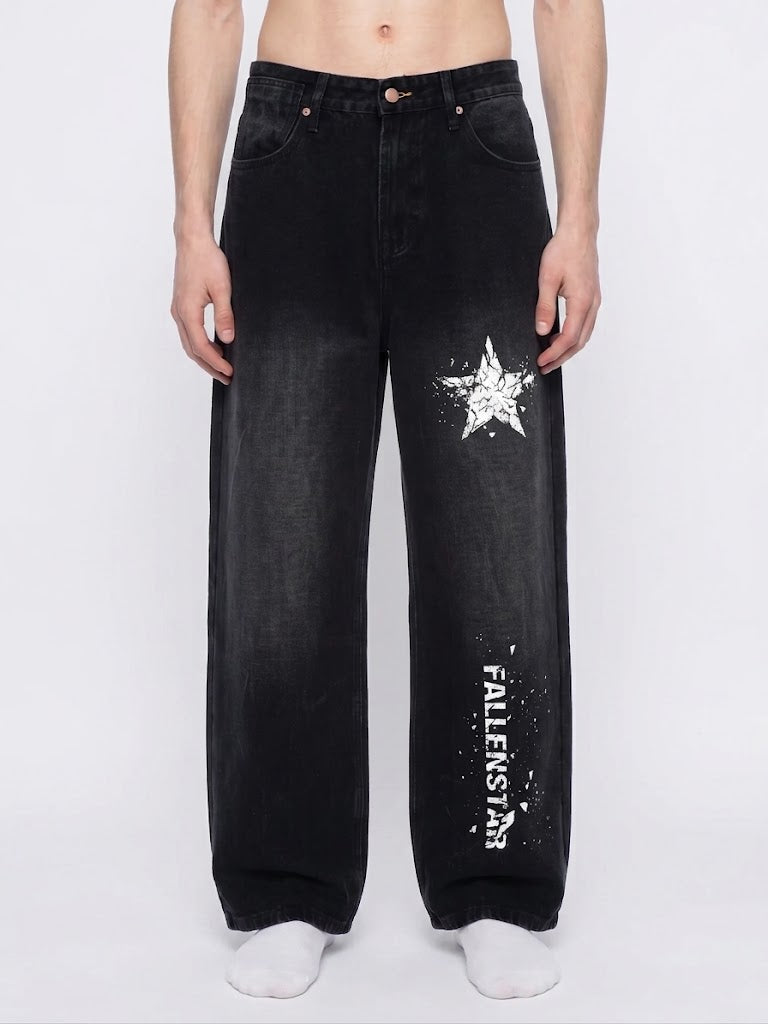 Men's Vintage Wash Wide Leg Jeans