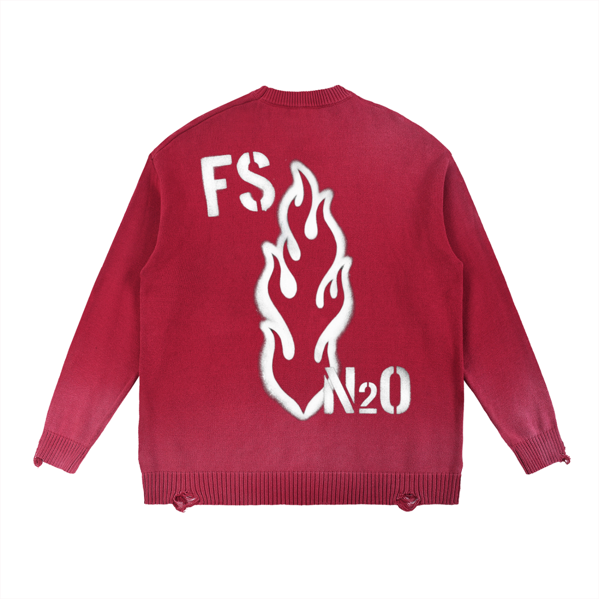 FALLENSTAR Sun Fade Distressed Ripped Crewneck sweater
