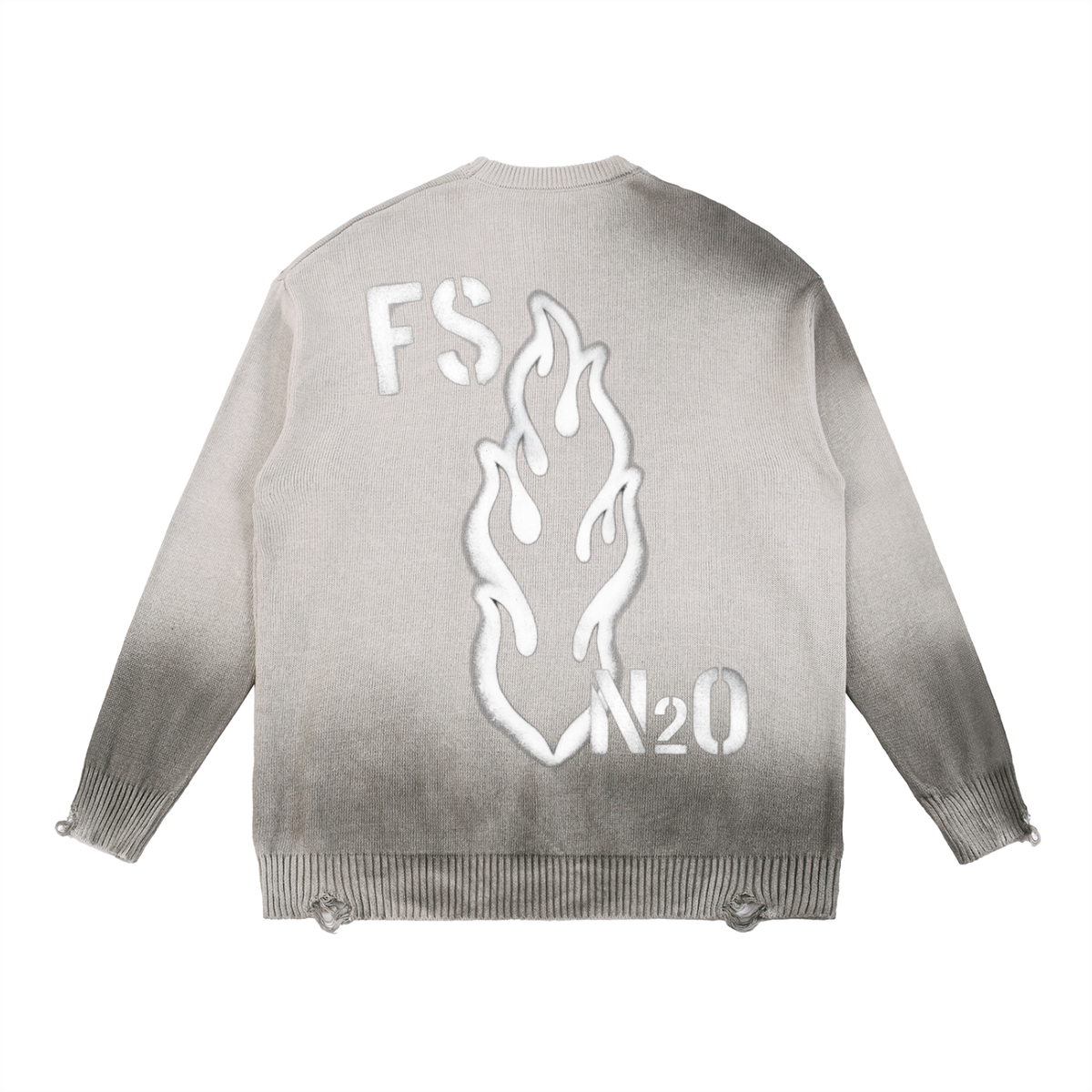 FALLENSTAR Sun Fade Distressed Ripped Crewneck sweater