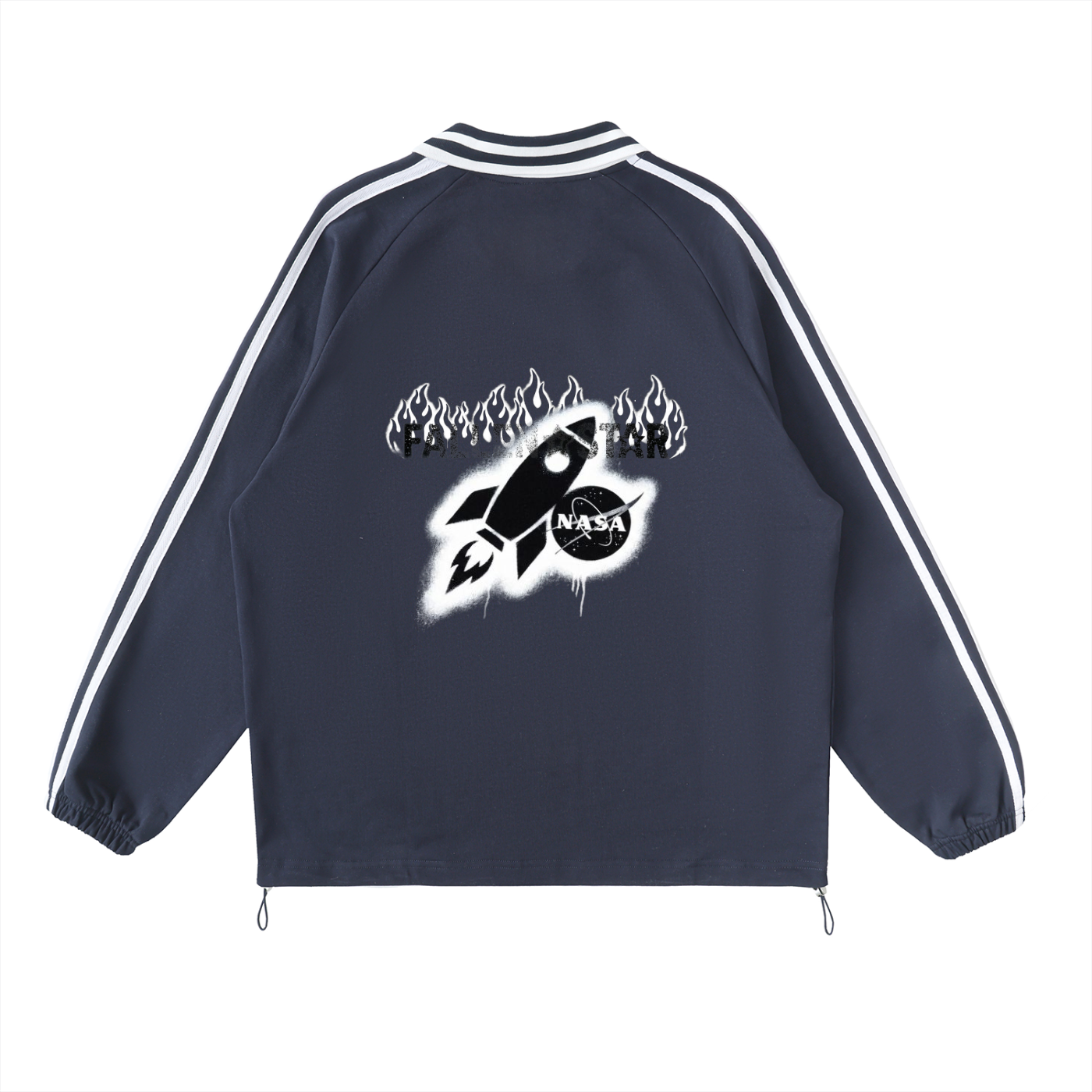 fallenstar Contrast Striped Lapel Collar Sweatshirt
