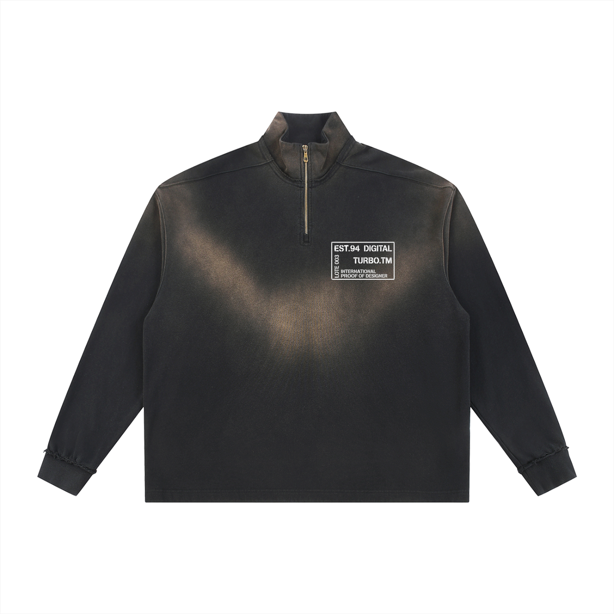 Sun Fade Raw Edge Quarter-Zip Sweatshirt