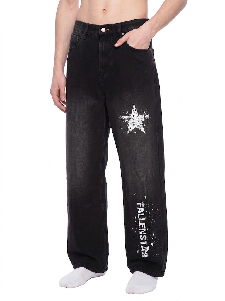Men's Vintage Wash Wide Leg Jeans