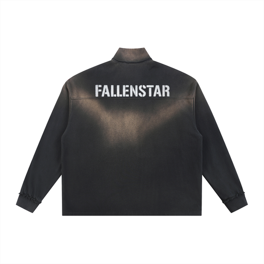 Sun Fade Raw Edge Quarter-Zip Sweatshirt