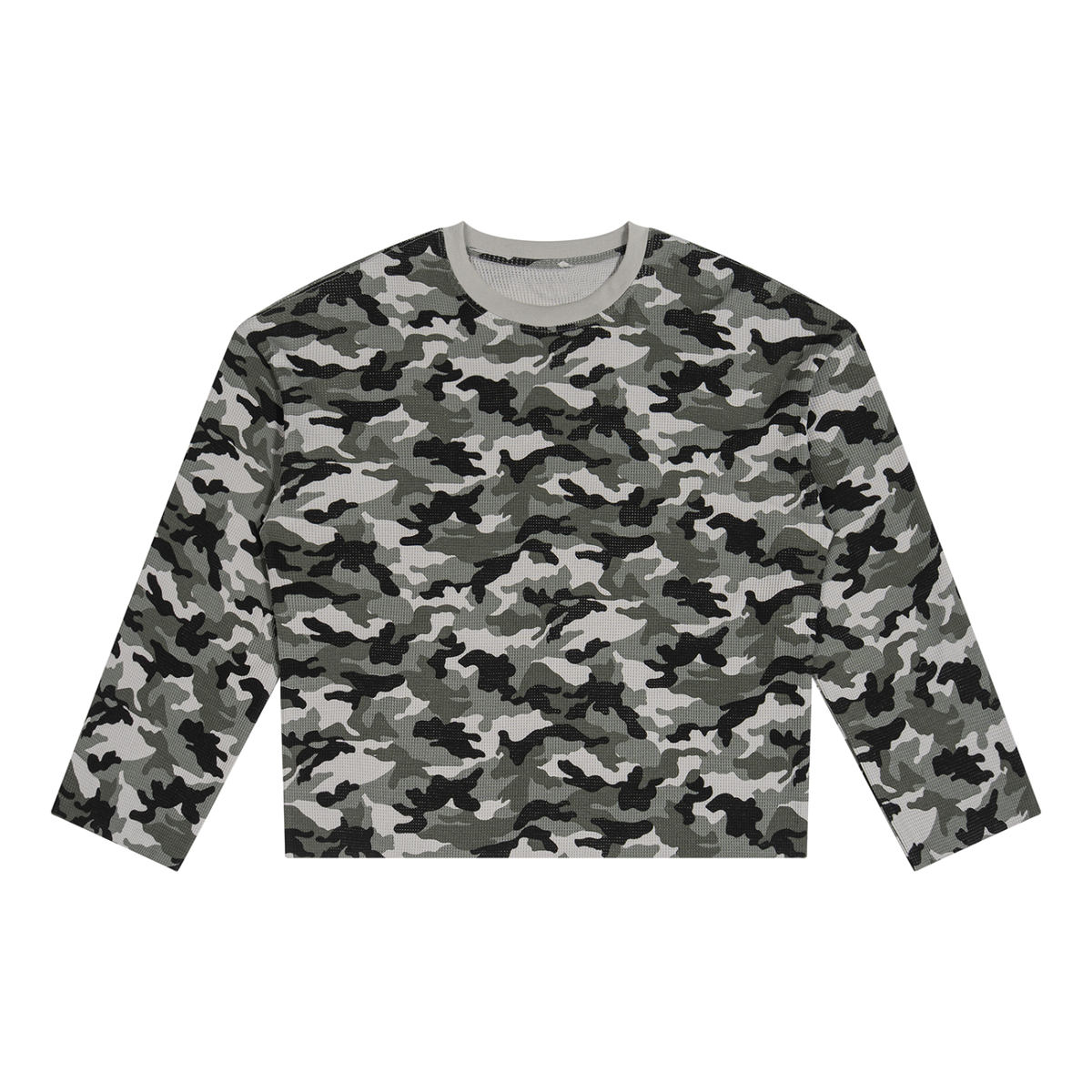 Unisex Camo Waffle Raw Edge T-Shirt