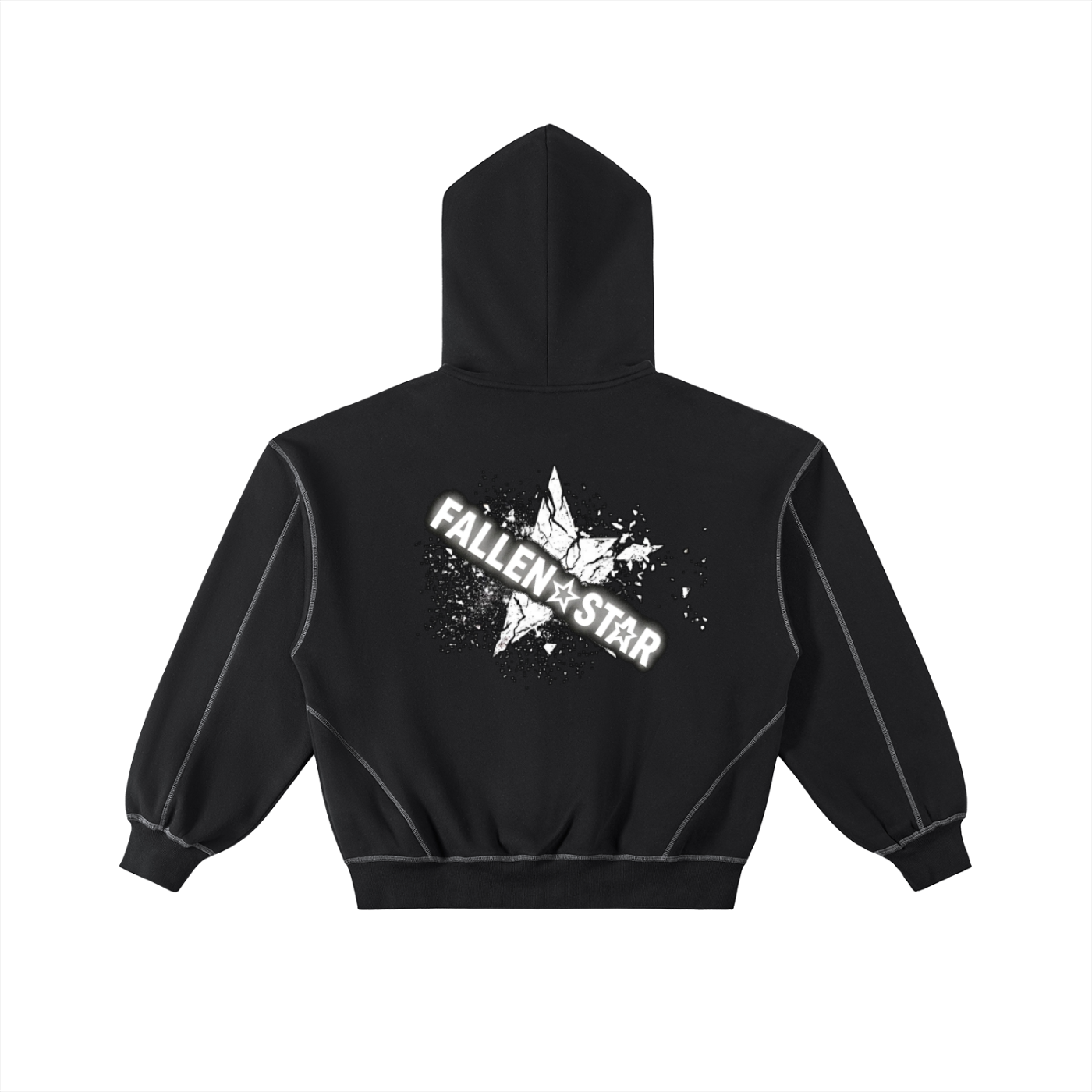 fallenstar Contrast-Stitched Boxy Fleece Zip Hoodie