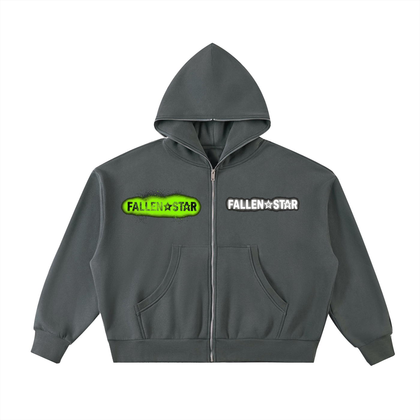 fallenstar Fleeced Full-Zip Boxy Hoodie