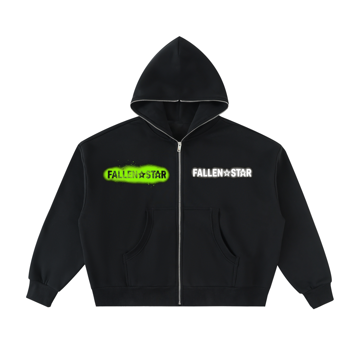 fallenstar Fleeced Full-Zip Boxy Hoodie