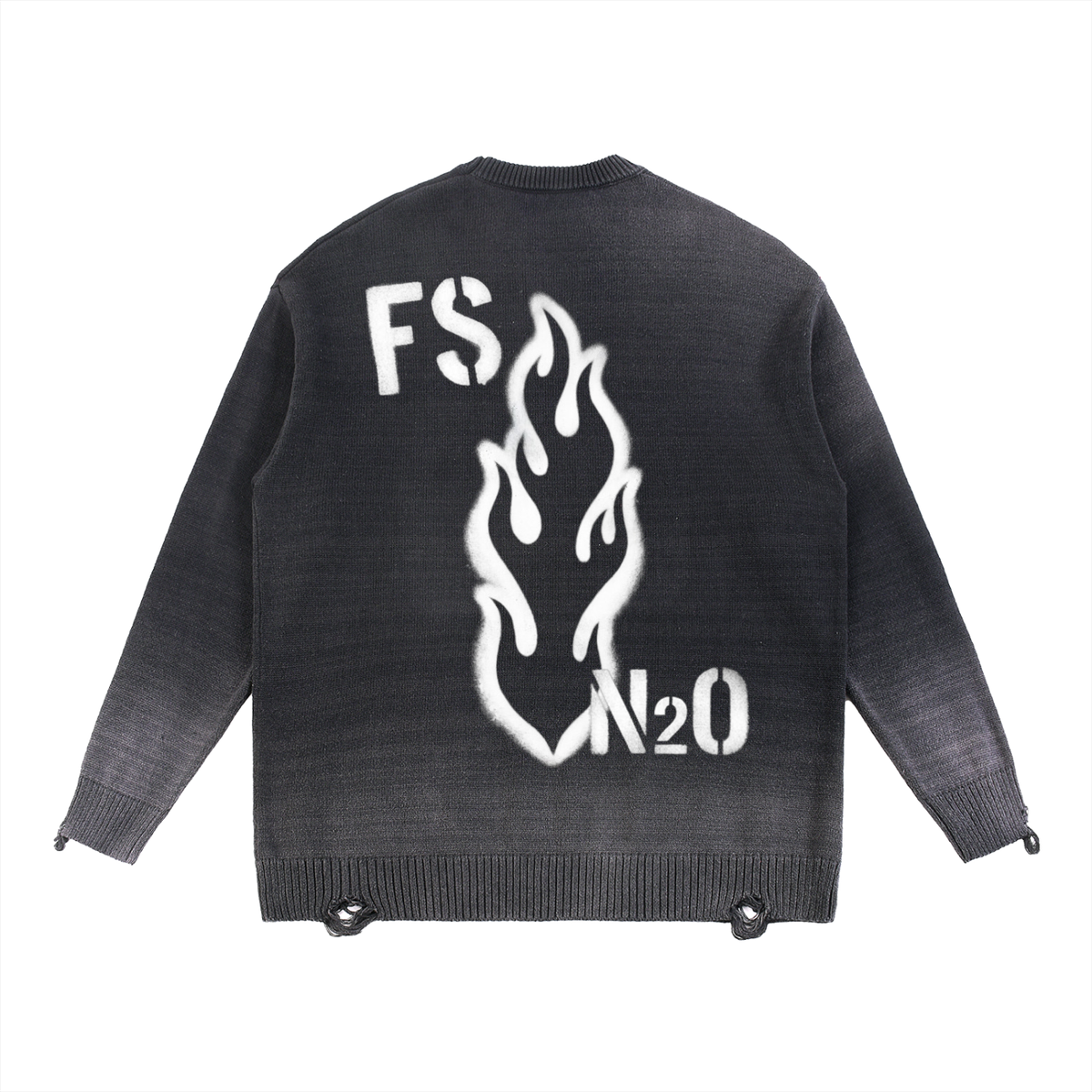 FALLENSTAR Sun Fade Distressed Ripped Crewneck sweater