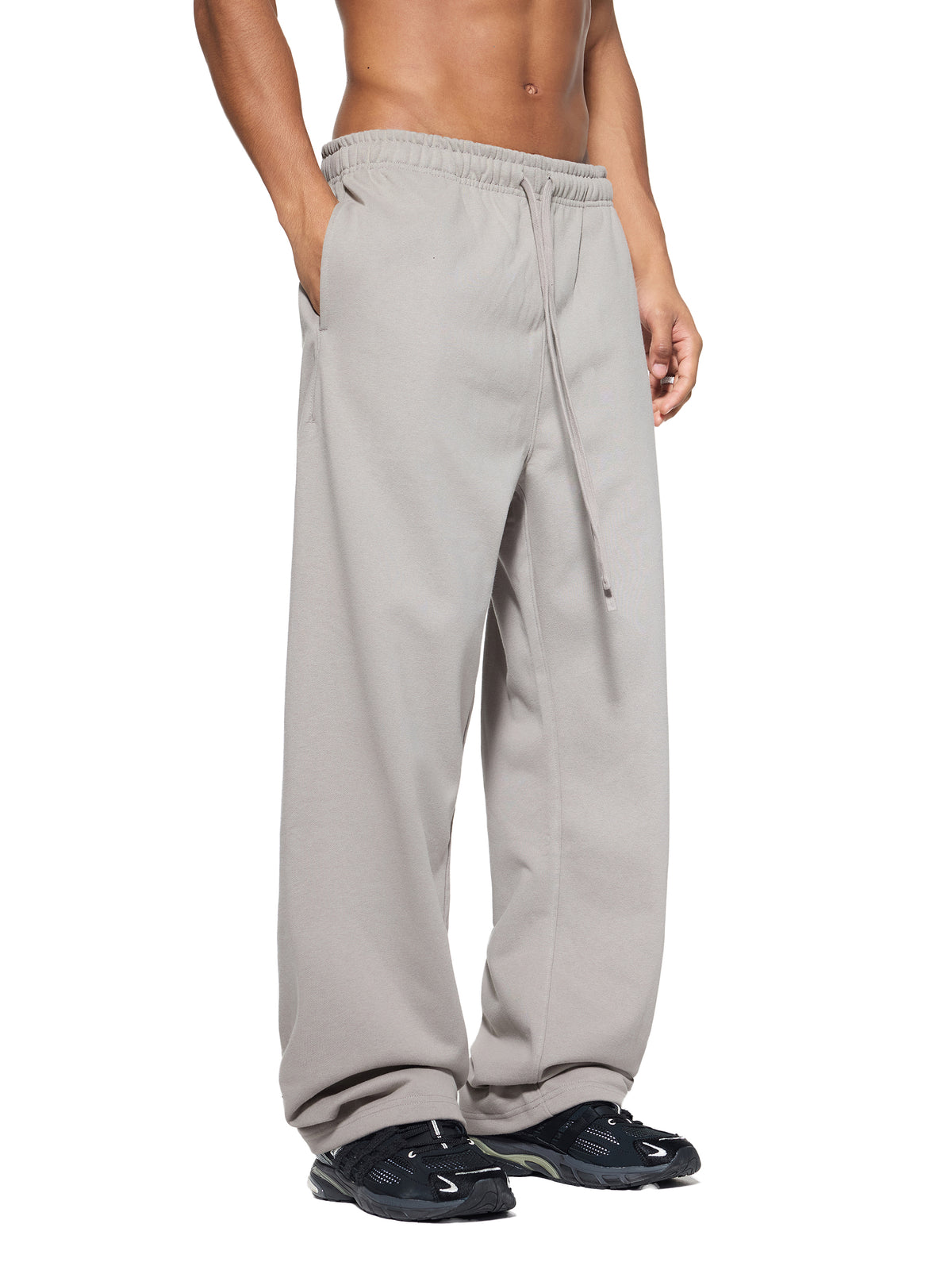 Solid Color Straight-Leg Sweatpants