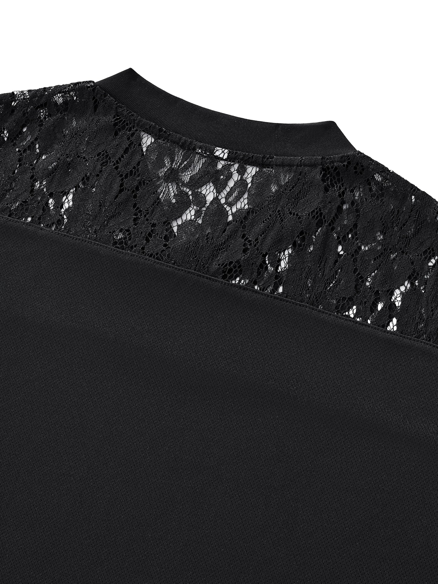 Unisex Lace Paneling V-Neck T-Shirt