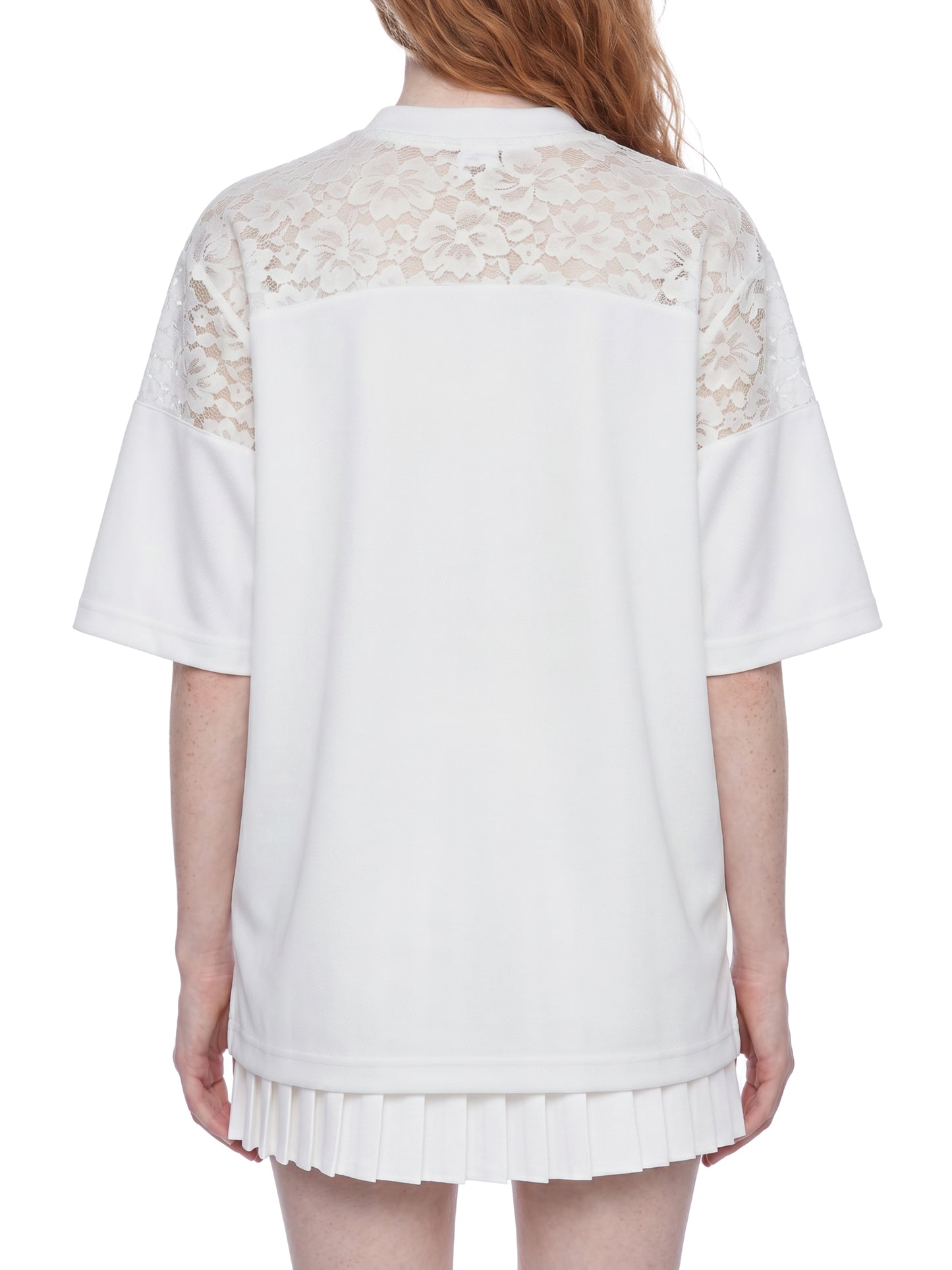 Unisex Lace Paneling V-Neck T-Shirt
