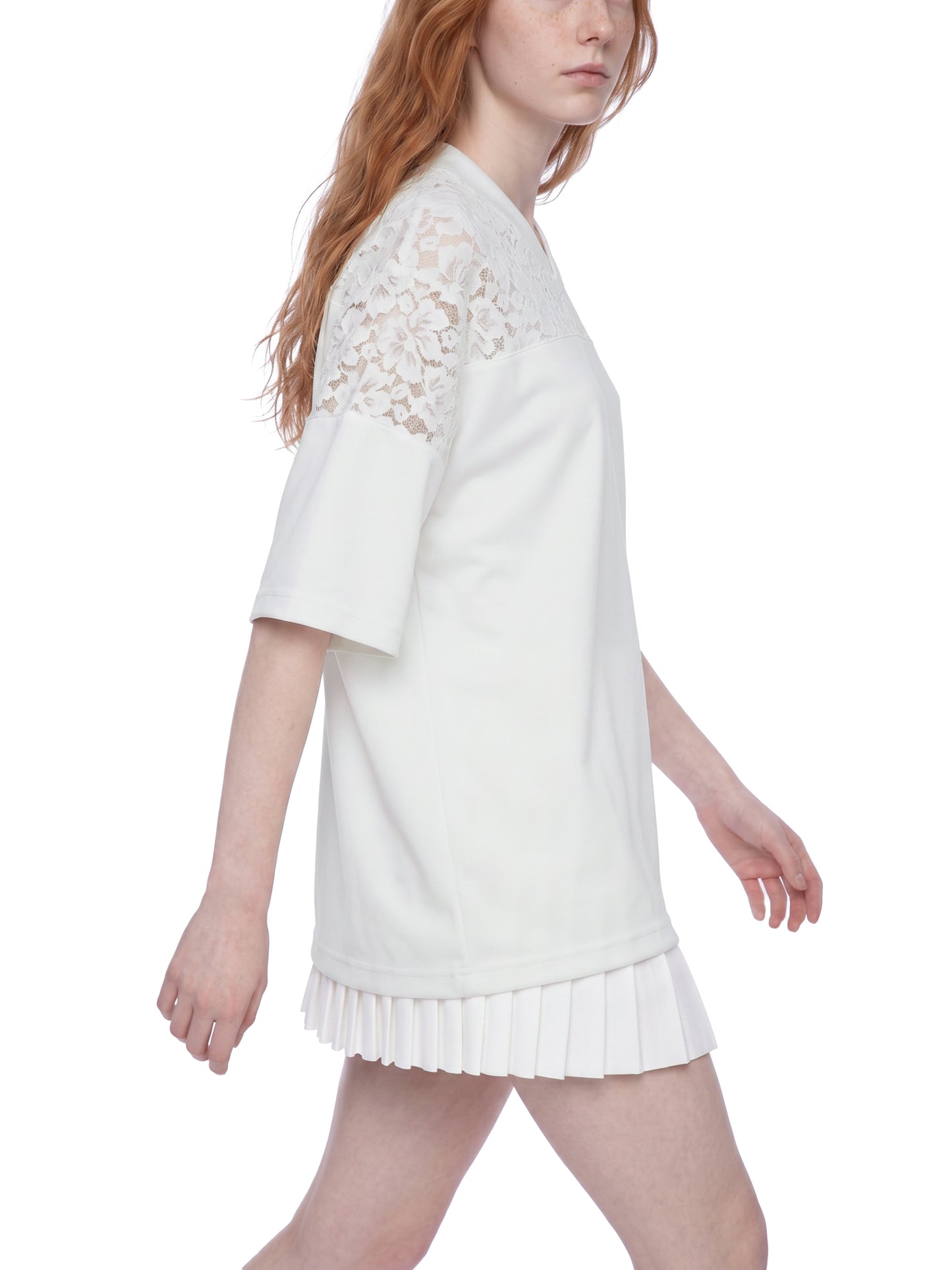 Unisex Lace Paneling V-Neck T-Shirt