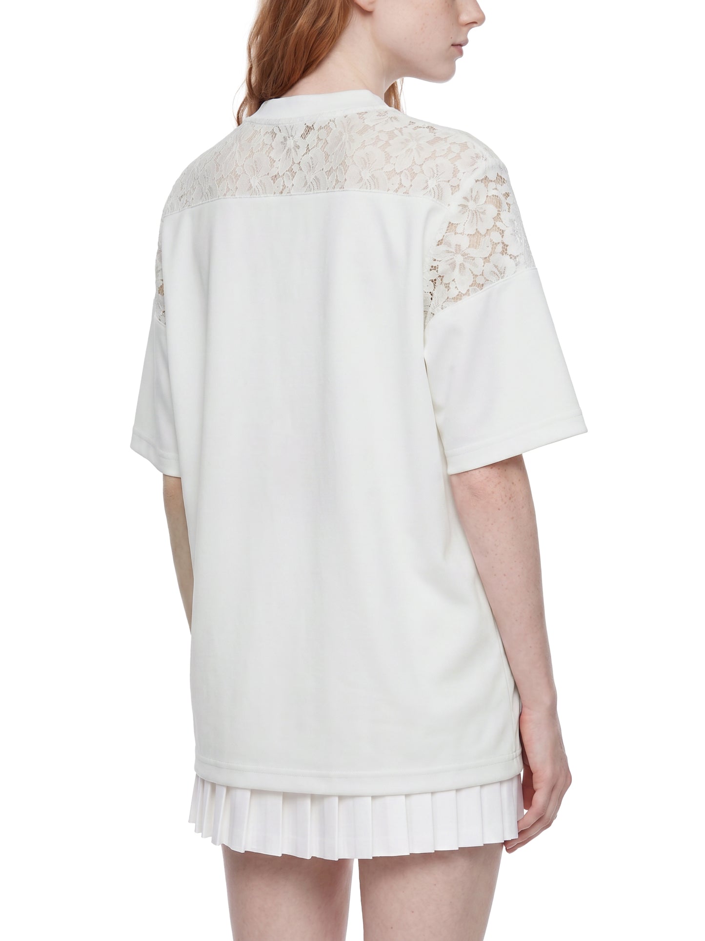 Unisex Lace Paneling V-Neck T-Shirt